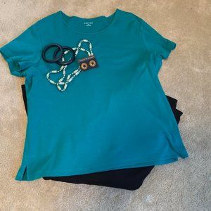 St John's Bay 100% Cotton Short Sleeved Teal Shirt Size L